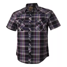 Camisa Vaquera De Manga Corta A Cuadros Pearl Snap Para Homb