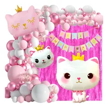 50 Art Globos Gatita Reina Gata Rosa Kawaii Corona Candy Bar