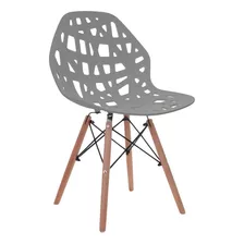 Kit De 2 Sillas De Comedor Con Patas De Madera, Marco De Silla Akron Eames, Asiento Gris