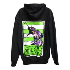 Sudadera Hoddie Negra Estampados Varios Evangelion