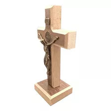 Cruz De Madeira Rústica Artesanal De Mesa Pequena São Bento