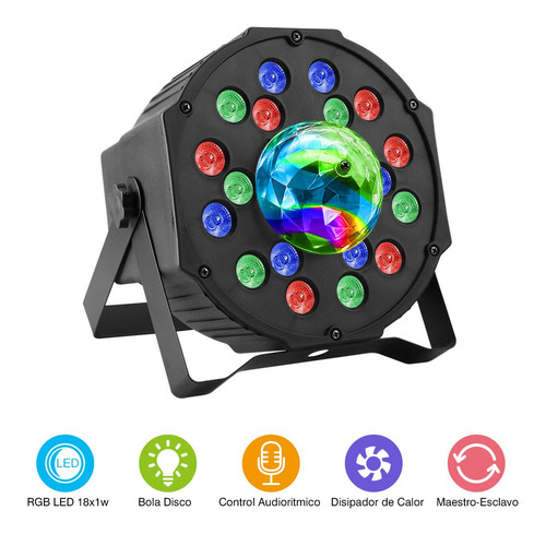 Cañon De Leds Rgb 18x1 Audioritmico Dmx Bola Dj Multicolor