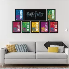 Composição 8 Quadros C/ Moldura Vidro Harry Potter Livros