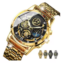 Reloj Multifuncional Esqueleto Informal Para Hombre