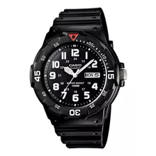 Reloj Pulsera Casio Youth Mrw-200 De Cuerpo Color Negro, Analógico, Para Hombre, Fondo Negro, Con Correa De Resina Color Negro, Agujas Color Gris Y Blanco, Dial Blanco, Minutero/segundero Blanco, Bise