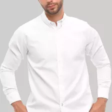 Camisas Basicas Hombre Blanca Slimfit