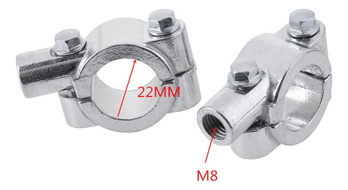 22mm M8 Motorcycle Rearview Mirror Holder Silver Foto 2