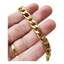 Pulseira Masculina Dourada 3x1 9mm Aço 316l 21cm