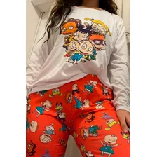 Pijamas Invierno Manga Larga Personajes Pantalon Conjunto