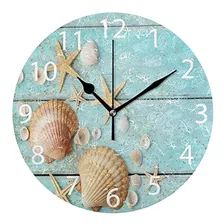 Reloj De Pared Redondo De Acrílico, Diseño De Conchas Marina