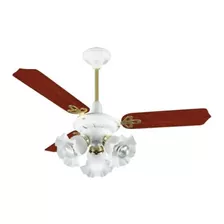 Ventilador De Teto Arge Majestic Topazio Branco Com 3 Pás Cor Branco E Mogno De Mdf 220 v