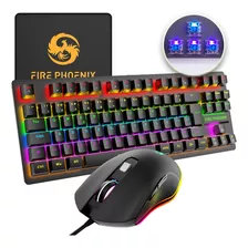 Teclado Mouse Mecânico Abnt2 Gamer Rgb Led Mousepad Be-k1