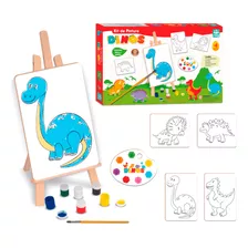 Kit Quadros De Pintura Infantil Dinossauros C/ Cavalete