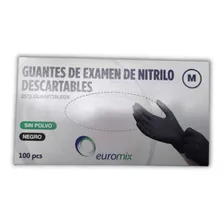 Guantes Nitrilo Negro X100 Euromix Negro Azul Rosa Y Blanco