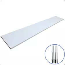 1 Prateleira 130x20 Madeira Mdf Branco Com Suporte Invisível