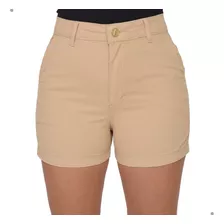 Short Jeans Sarja Feminina Meia Coxa Colorida Elastano Verão