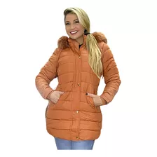 Jaqueta Nylon Preta Feminina Alongada Forrada Puffer Inverno