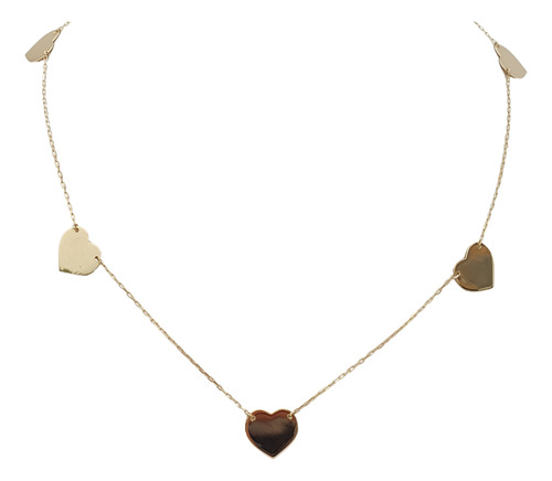 Colar Gargantilha Choker Corações De Ouro 18k 750 38cm Amarelo