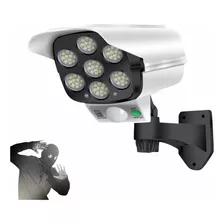 Camara Seguridad Solar Falsa Sensor Movimientos Foco Led Color Blanco