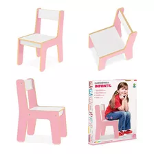 Cadeira Cadeirinha Infantil Criança Madeira Mdf Rosa Junges