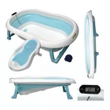 Bañera Para Bebe Plegable Con Soporte Reductor Azul Color Celeste Bebé