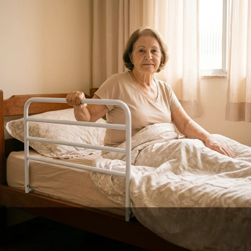 Grade De Cama Proteção Lateral Idoso Criança Bebe Antiqueda Branca Tela Lisa
