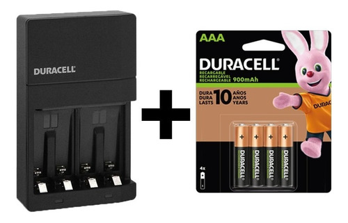 Cargador + 4 Baterias Aaa  900mah Recargable Duracell Dx1500
