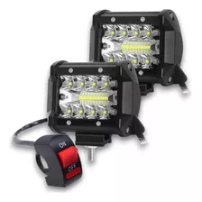 2 Faros Auxiliar Led 60w + Tecla Switch Moto Cuatri A-vip