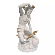 Deus Hermes Mensageiro 22cm Estátua Branca Em Resina