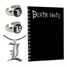 Kit Caderno Morte Death Note L Kira Ryuk Near + Anel + Colar