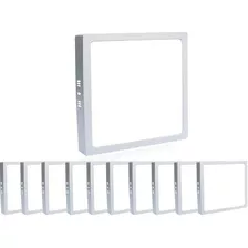 Kit10 Luminaria Plafon Led Sobrepor Quadrada 25w Branco Frio