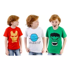 Kit 05 Camisetas Infantil Menino Manga Curta 100% Algodão