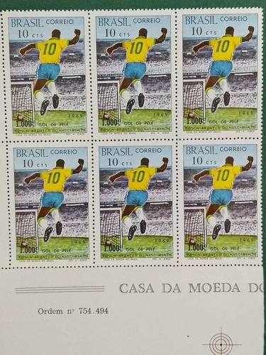 Sextilha Do Selo Comemorativo Milésimo Gol Do Pelé  1969