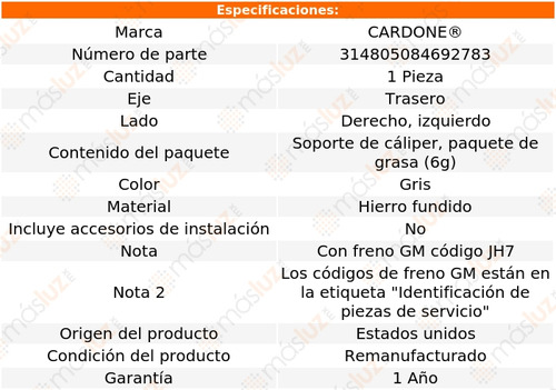 (1) Soporte Caliper Tras Silverado 3500 01/06 Cardone Foto 4