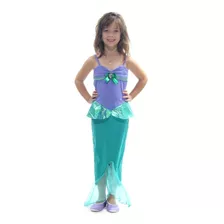 Fantasia Sereia Infantil Vestido Lilás E Verde Com Cauda