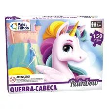 Quebra Cabeça Infantil Rainbow Menina Unicórnio 150 Peças