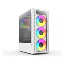 Gabinete Gamer Balam Rush Dragonfly Ii Crystal Gm745 Atx Media Torre 4 Fan Rgb Cristal Templado Usb 3.0 Blanco Br-935975