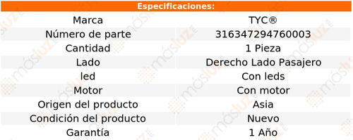 1- Faro Denlantero Derecho C/leds C/motor A5 2012/2016 Tyc Foto 2