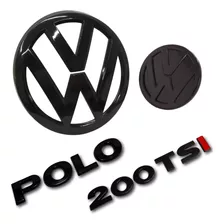 Kit 4 Emblemas Black Vw Polo 200 Tsi Highline Comfortline
