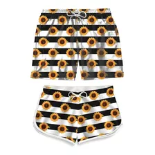 Kit Casal Short Praia Masculino Feminino Girasol Listras 