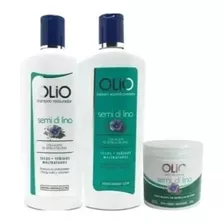 Kit Olio Shampoo+ Acondicionador+ Baño De Crema Semi Di Lino