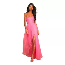 Vestido Largo Strapless Bordado Rosa De Midnight Dream 