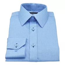 Camisa Azul Maquinetada 100% Algodão Francesa