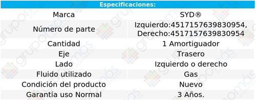 Amortiguador Gas Trasero Der O Izq Syd 301 2013 A 2022 Foto 2