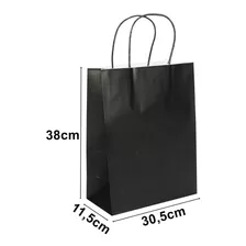 Sacola Kraft Preto 31x39 C/10 Unidades Alça