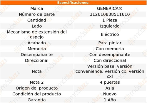 Espejo Lat Izq Elect P/pintar C/desemp C/direcc Encore 14/20 Foto 2