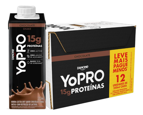 Yopro Danone Chocolate 15g Proteina - 12 Unidades