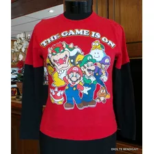 Super Mario Nintendo Polera Vintage Niño T10/12