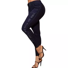 Calça Feminina Pit Bull Jeans Logomania Lateral Confortável