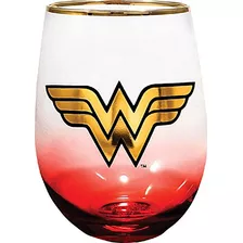 Wonder Woman Stemless Glass 20 Ounces Red